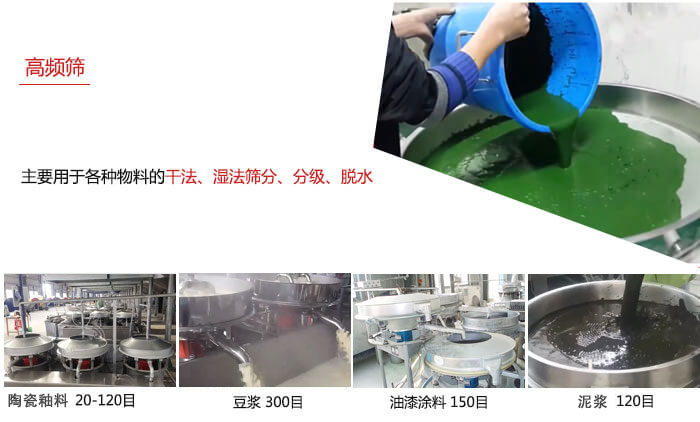 用于各種物料的干法，濕法，分級，脫水等功能